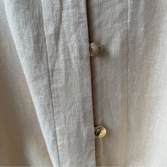 Anne Klein Top Blouse Shirt Career Linen Blended Solid Navy Blue Size L Large - Picture 9 of 12